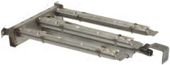Metallene Gasbrenner mat dräi parallelen duerchlächerte Réier op engem Rahmen mat engem seitleche Montagehalter. Metallene Gasbrenner mat dräi parallelen duerchlächerte Réier op engem Rahmen mat engem seitleche Montagehalter.