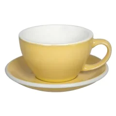 Loveramics Egg - taza y platillo para café latte de 300 ml - color amarillo manteca