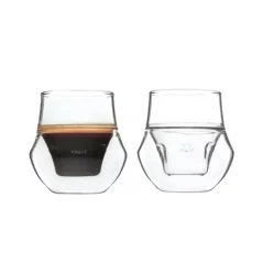 Two Kruve EQ Glass Set Propel Espresso glasses made of high-quality glass with a capacity of 150 ml, perfect for espresso lovers.
