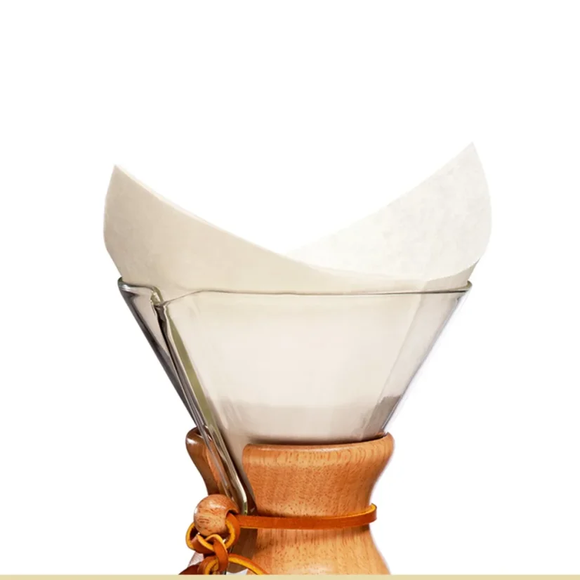 White paper filter in a glass Chemex