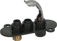 Zündbrenner SIT mat 1 Flam, schwaarz Montageschinn mat ronnen Düsen an enger gebogener Metall-Zündelektrod.