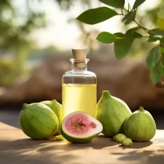 Glasfläschchen mit 100% natürlichem ätherischen Guava-Öl, ideal für die Verwendung im Frühling, 10 ml.