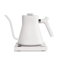 White electric kettle on a white background