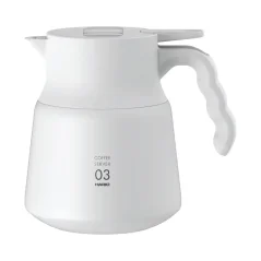 Bouteille isolante en acier inoxydable blanche pour café d'une capacité de 800 ml.
