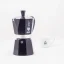 Cafetière Moka Bialetti Moka Express pour six tasses en noir, adaptée pour le chauffage sur source halogène.