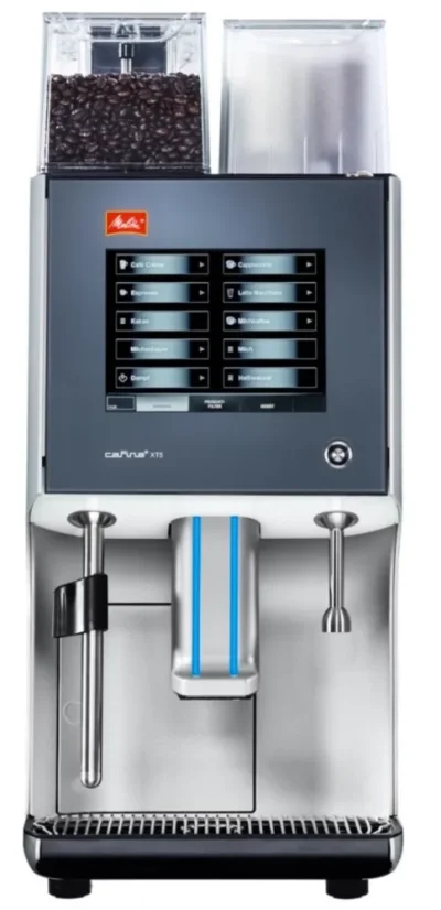 Profesionálny automatický kávovar Melitta Cafina XT5 s integrovaným mlynčekom na zrnkovú kávu.