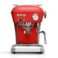 Red Ascaso Dream PID lever espresso machine with temperature control.