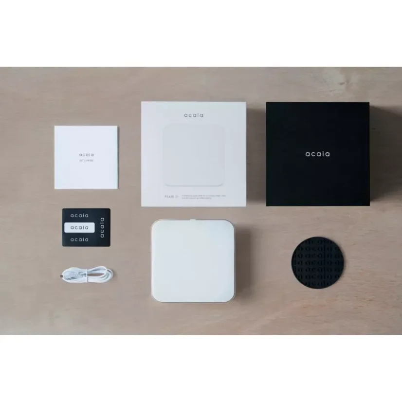 Les balances numériques pour le café Acaia Pearl de couleur blanche sont équipées de la fonction Flow ratio, qui facilite la mesure précise et la préparation du café.