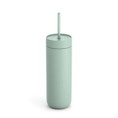 Thermobecher mit Strohhalm für kalte Getränke in Mintgrün.