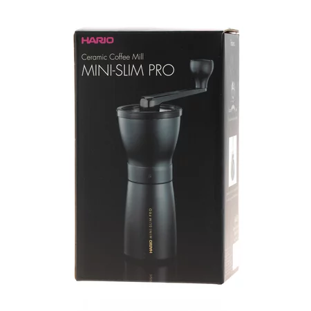 Manual coffee grinder Hario Mini Mill Slim Pro in black, ideal for lovers of freshly ground coffee.