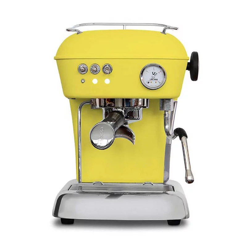 Haus-Espressomaschine Ascaso Dream ONE in Sun Yellow mit Edelstahlkessel.