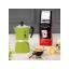 La cafetière Moka Rainbow 3 en vert avec une capacité de 130 ml offre un goût exceptionnel de café frais.