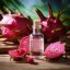 Glass bottle with 10 ml of 100% natural dragon fruit essential oil by Pestik, ideal for skin care.