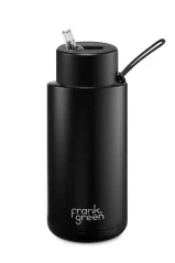 Frank Green Ceramic Black thermal mug with a capacity of 1000 ml, black with a straw and a 100% sealing lid.