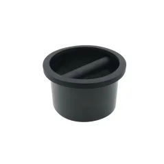Built-in coffee knock box Rhino Round Knock Chute made of durable rubber.