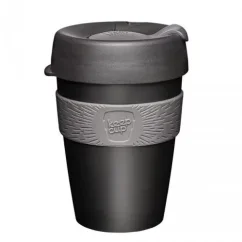 Gobelet thermique en plastique noir avec poignée grise Gobelet thermique en plastique noir avec poignée grise