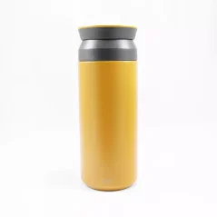 View of the yellow Kinto Travel Tumbler Coyote 500ml insulated mug