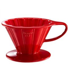 Tiamo ceramiczny dripper do kawy V02 czerwony - filtr pour over