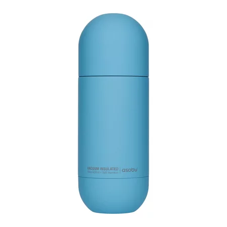 La botella Asobu Orb azul de 420 ml es una práctica termo ideal para mantener la temperatura de las bebidas durante el viaje.