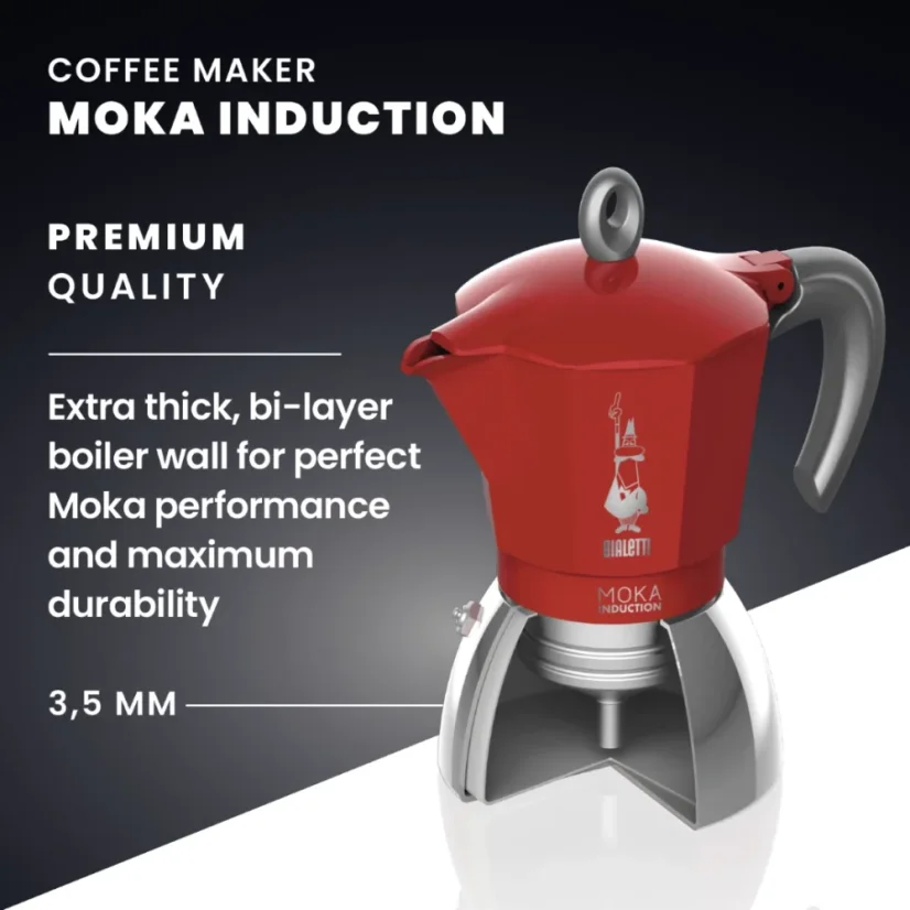 Bialetti Moka Induction 6 šálků červená