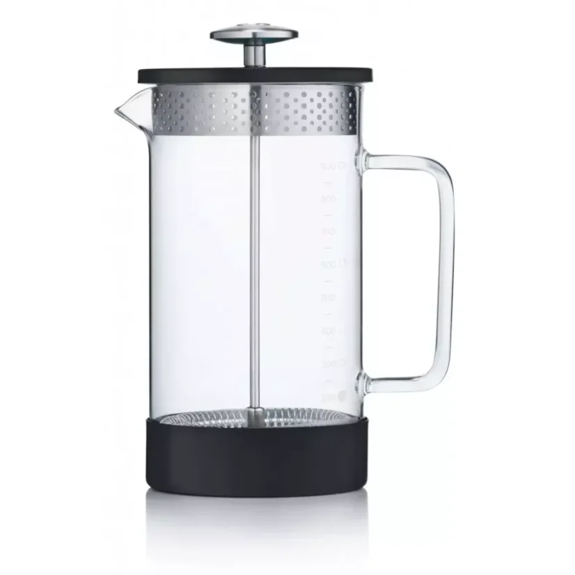 Barista & Co Core Coffee Press in black with a capacity of 1000 ml, made of stainless steel.