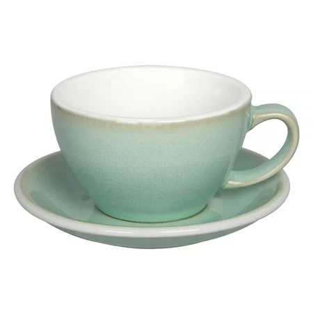 Cup and saucer Loveramics Egg - Cafe Latte 300 ml in basil color, made of high-quality porcelain.
