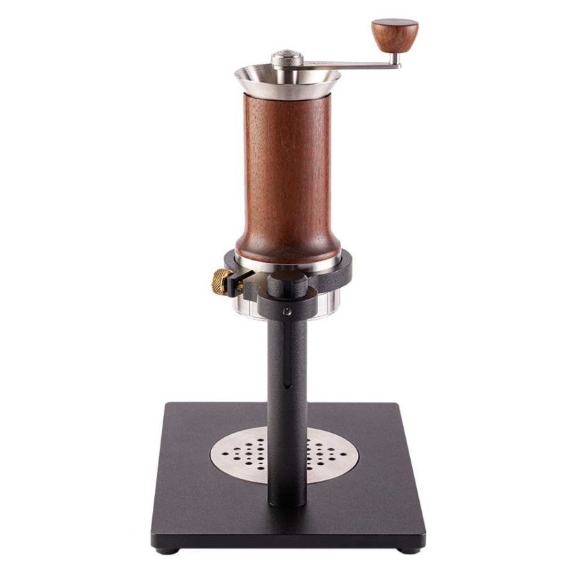 Machine à espresso manuelle Aram avec socle en acier inoxydable.