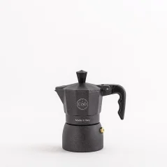 Pot Moka E&B LAB Classic pour une tasse, fabriquée en aluminium, idéale pour préparer un espresso fort et aromatique.