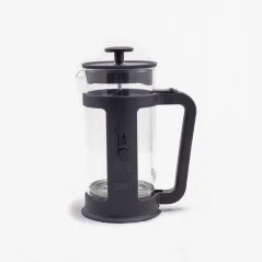 French press Bialetti Smart o objemu 350 ml, w kolorze czarnym, z korpusem z wysokiej jakości szkła.