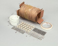 Servicekabel-Set HI 210 mat enger Drotspull an enger Schachtel, Isolatiounsband a kerameschen Duerchféierungen