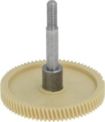 Nylon-Zännrad mat feine Zänn um Rand an enger Metallwell mat Gewënd an der Mëtt Nylon-Zännrad mat feine Zänn um Rand an enger Metallwell mat Gewënd an der Mëtt