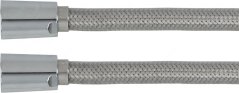 Geflochtene Metallschlauch mat enger verchromter Iwwerworfmotter op béide Säiten. Geflochtene Metallschlauch mat enger verchromter Iwwerworfmotter op béide Säiten.