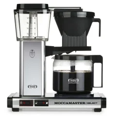 Moccamaster KBG Select Technivorm in matte silver, 1250 ml capacity, perfect for home coffee brewing.