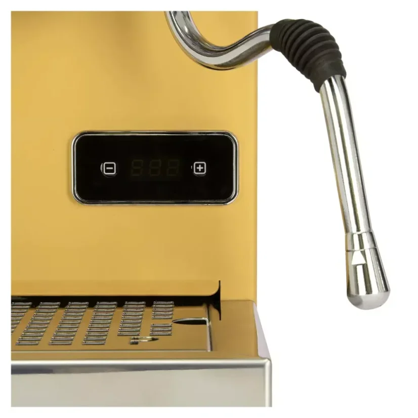 Home single-group coffee machine in yellow.