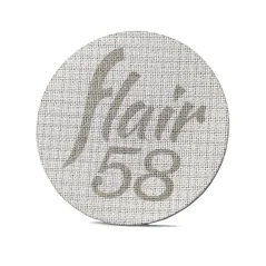 Metallesche Puck-Screen vun Flair Espresso, speziell entworf fir de Flair 58 Kaffismaschinn.