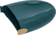 Gréng Plastiksofdeckung vun der Filter Eenheet, ovaal Form mat enger ofgerennter Aussparung an engem brongen Grëff Gréng Plastiksofdeckung vun der Filter Eenheet, ovaal Form mat enger ofgerennter Aussparung an engem brongen Grëff