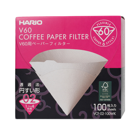 Hario V60-02 popieriniai filtrai VCF-02-100WK 100 vnt.