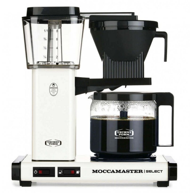 Moccamaster KBG Select Technivorm white drip coffee maker.