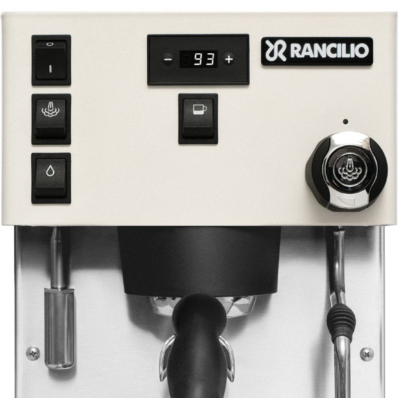 A more detailed photo of the buttons on the coffee machine.