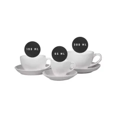 Tasse avec soucoupe Rosa d'une capacité de 300 ml dans une élégante couleur blanche, idéale pour servir vos boissons préférées.