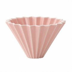 Origami dripper S pink for coffee preparation.