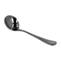 Cuillère de cupping noire de la marque Barista Space, destinée à la dégustation professionnelle de café. Cuillère de cupping noire de la marque Barista Space, destinée à la dégustation professionnelle de café.