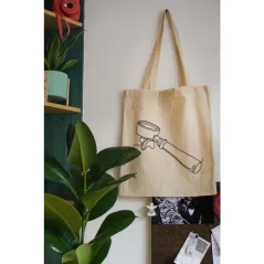 Canvas bag featuring a lever design.