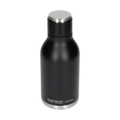 Black stainless steel Asobu Urban Water Bottle with a capacity of 460 ml, ideal for travel.