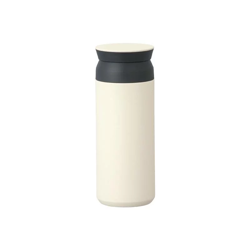 Gourde thermique blanche en acier inoxydable de 500 ml sur fond blanc