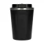 Termo vaso reutilizable negro Asobu Cafe Compact con capacidad de 380 ml, ideal para viajar.
