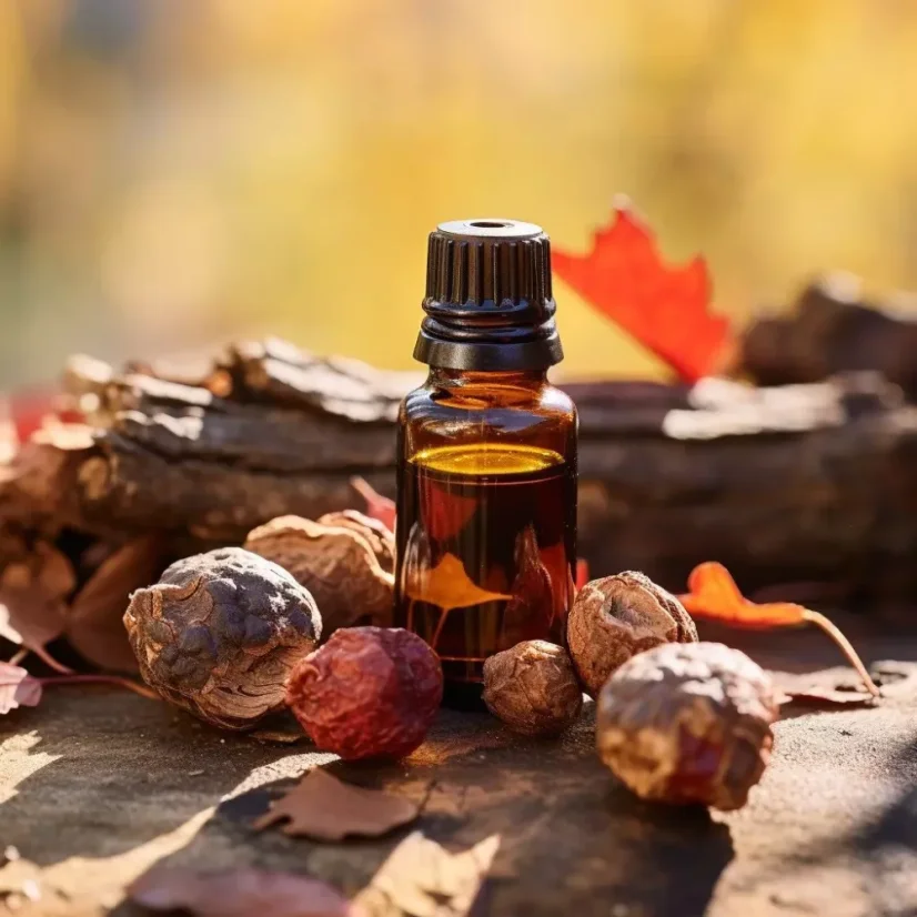 Bottle of Myrrh essential oil with a volume of 10 ml, 100% natural and featuring a leather scent.
