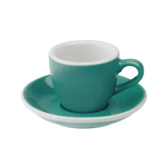 Espresso cup and saucer, Loveramics Egg, 80 ml in teal color, made from high-quality porcelain.
