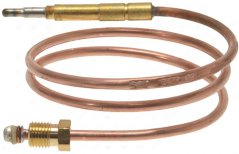 Thermoelement SIT M9x1 600 mm, Messingbolzen mat enger Gewëndehülls an enger opgerollter Kupferleedung zu enger Gewëndeenn.