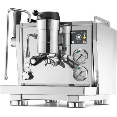 Domáci pákový kávovar Rocket Espresso R NINE ONE s integrovaným displejom pre ľahkú obsluhu.
